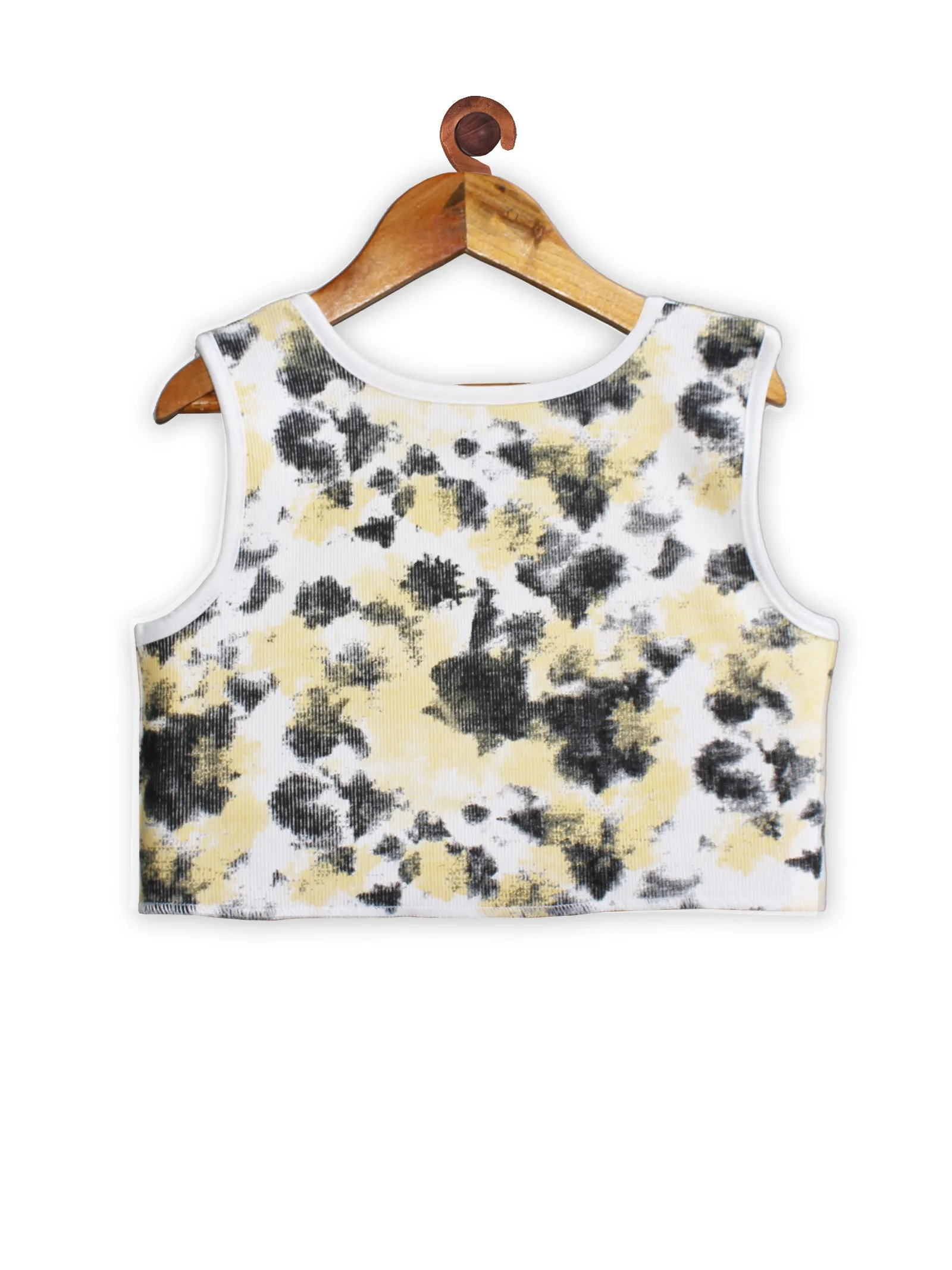 Girls Tie & Dye Print Rib Crop Tank Top
