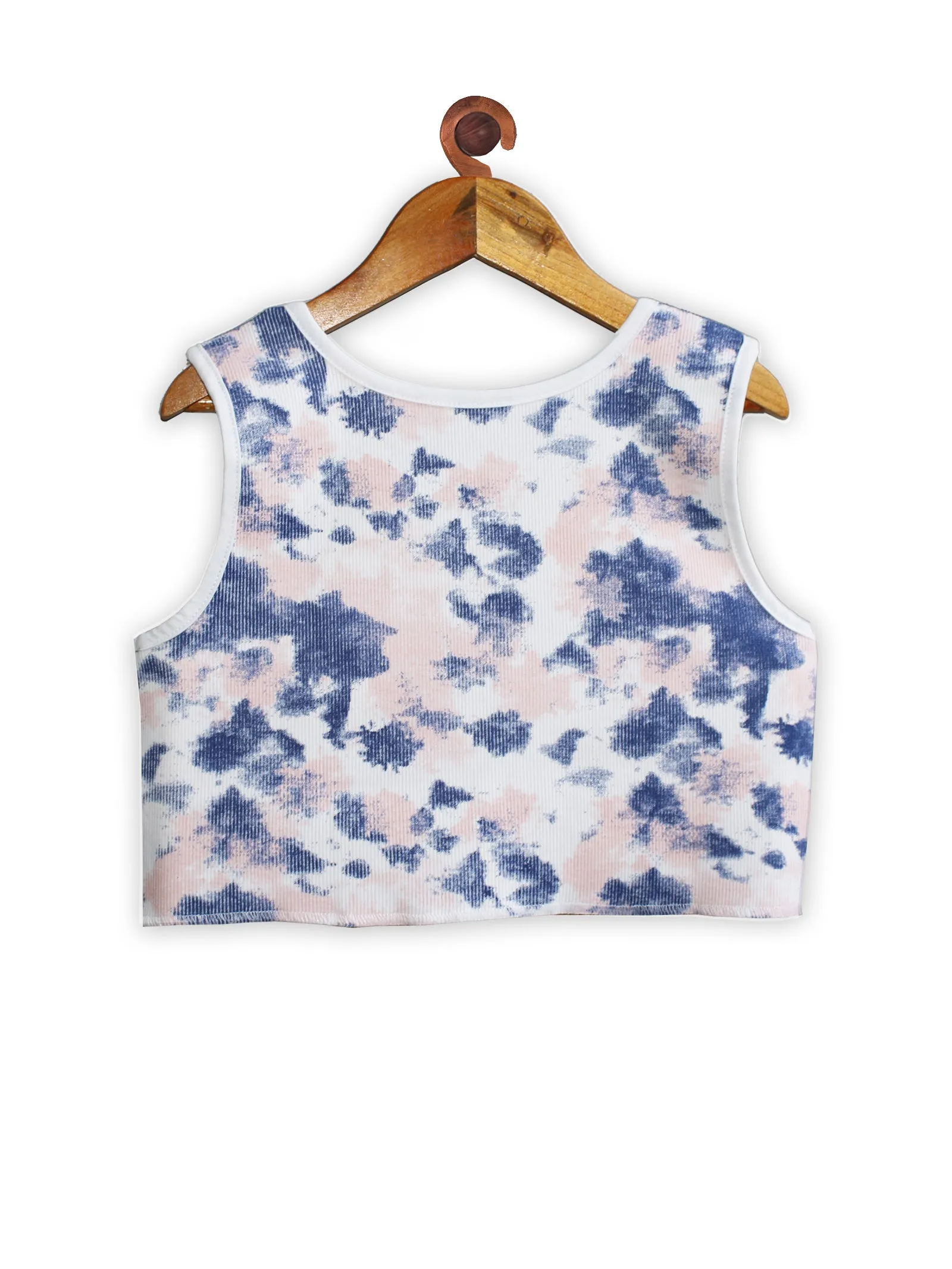 Girls Tie & Dye Print Rib Crop Tank Top