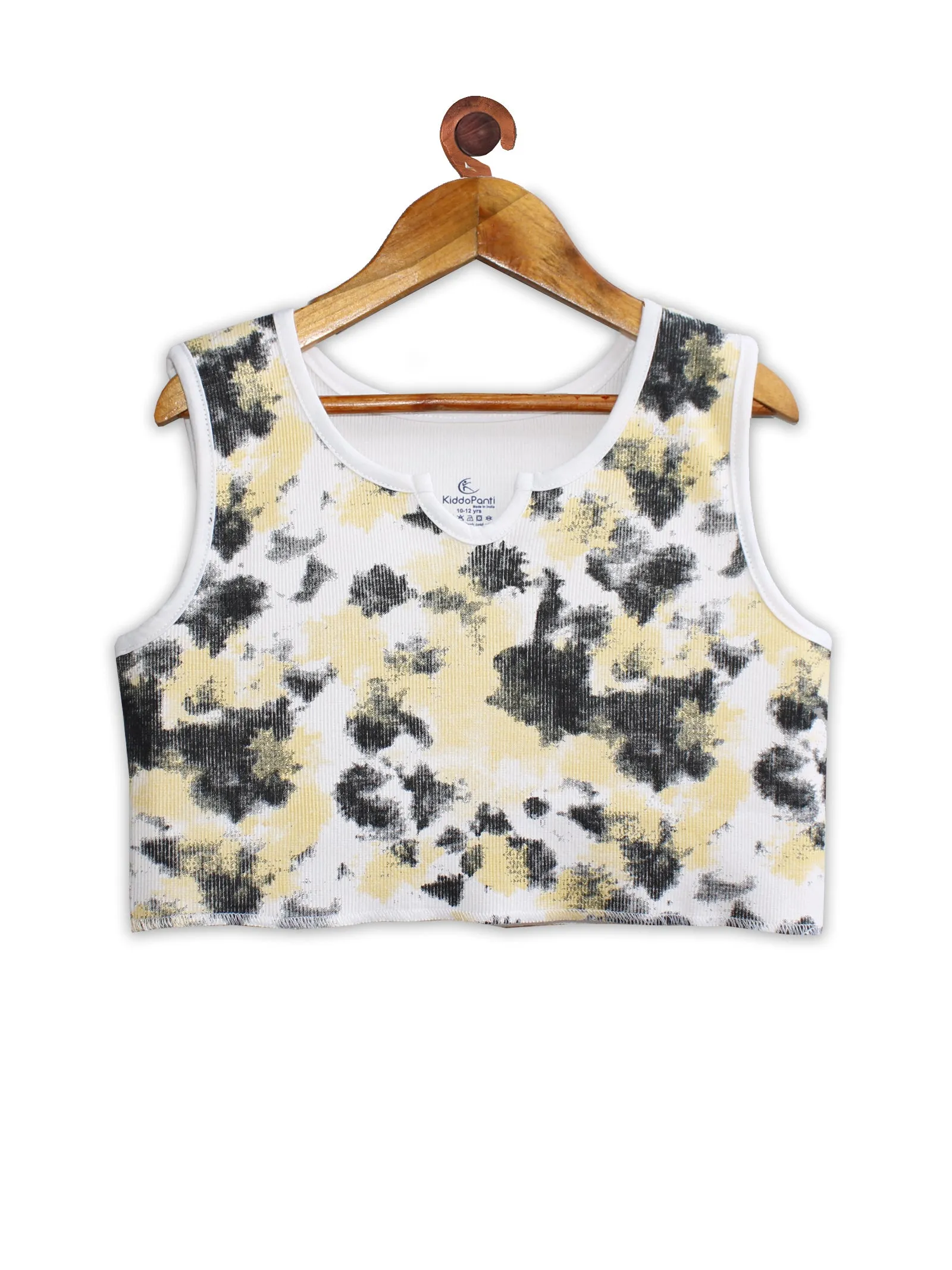 Girls Tie & Dye Print Rib Crop Tank Top
