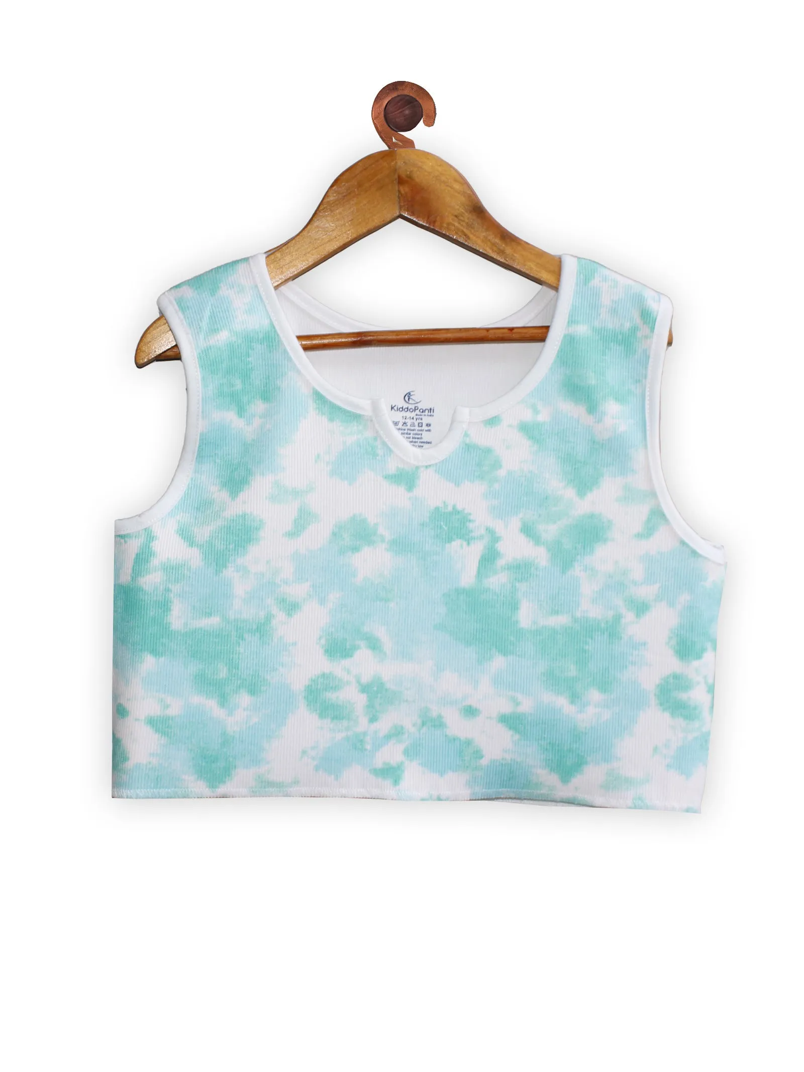 Girls Tie & Dye Print Rib Crop Tank Top