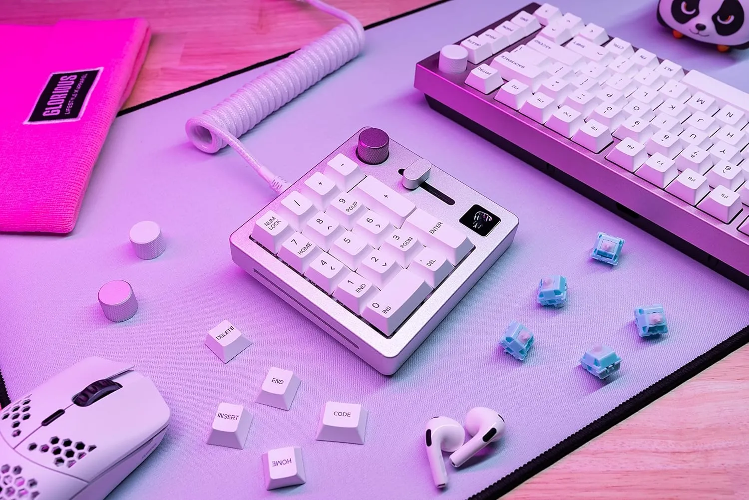 Glorious GMMK Numpad - High-Tech Programmable Mechanical Number Pad(Silver) 10 Key USB Keypad Numeric Hotswap RBG Backlit Wired and Bluetooth Wireless for Laptop & Keyboard(Renewed)