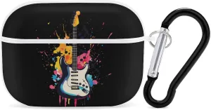 Guitar Music Notes Earbud Case Bluetooth Headphone Case Full Protective Case with Keychain Compatible with Airpods Pro White-Style