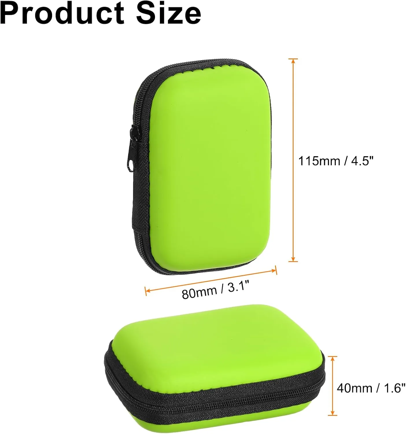 HARFINGTON Earbuds Cases, Wired Earphone Case Holder, EVA Ear Buds Case Zipper Organizer Small with Mesh Pocket for USB Cable, Earphones, Green