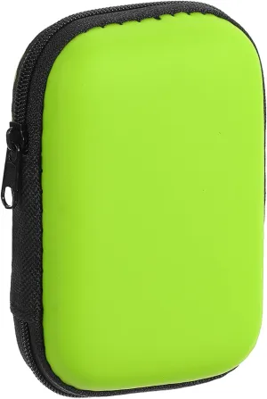 HARFINGTON Earbuds Cases, Wired Earphone Case Holder, EVA Ear Buds Case Zipper Organizer Small with Mesh Pocket for USB Cable, Earphones, Green