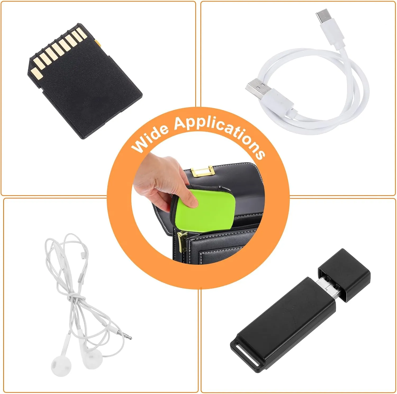 HARFINGTON Earbuds Cases, Wired Earphone Case Holder, EVA Ear Buds Case Zipper Organizer Small with Mesh Pocket for USB Cable, Earphones, Green