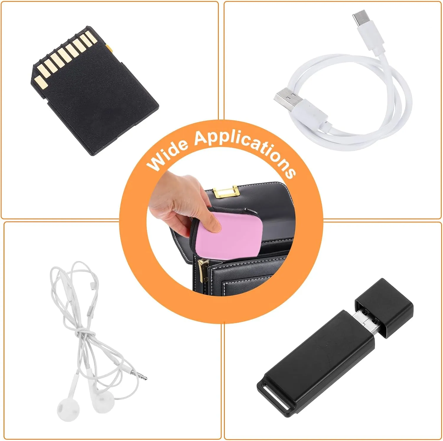 HARFINGTON Earbuds Cases, Wired Earphone Case Holder, EVA Ear Buds Case Zipper Organizer Small with Mesh Pocket for USB Cable, Earphones, Pink