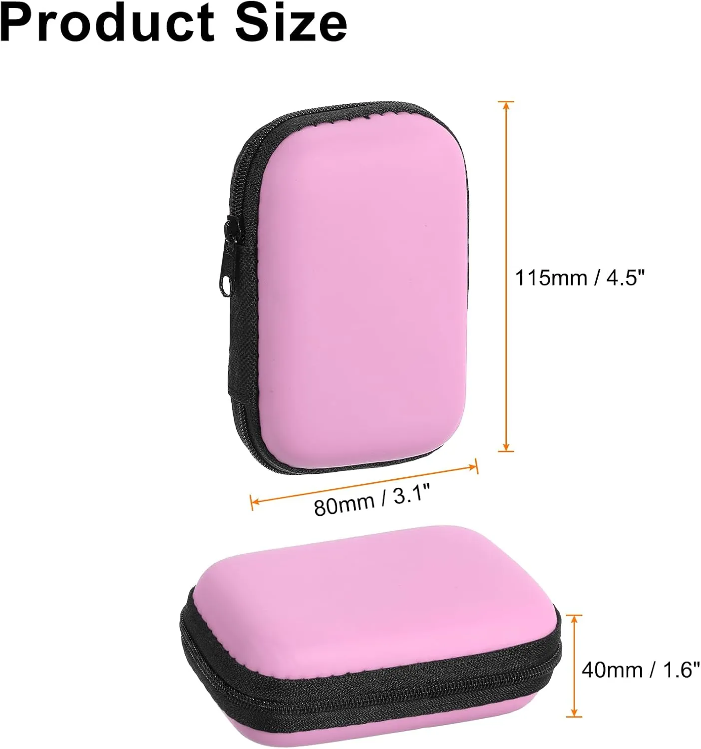 HARFINGTON Earbuds Cases, Wired Earphone Case Holder, EVA Ear Buds Case Zipper Organizer Small with Mesh Pocket for USB Cable, Earphones, Pink