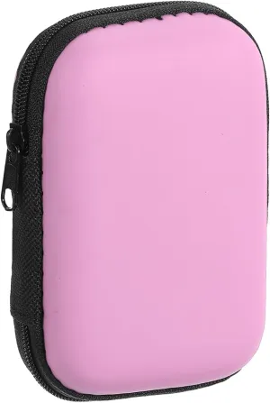 HARFINGTON Earbuds Cases, Wired Earphone Case Holder, EVA Ear Buds Case Zipper Organizer Small with Mesh Pocket for USB Cable, Earphones, Pink