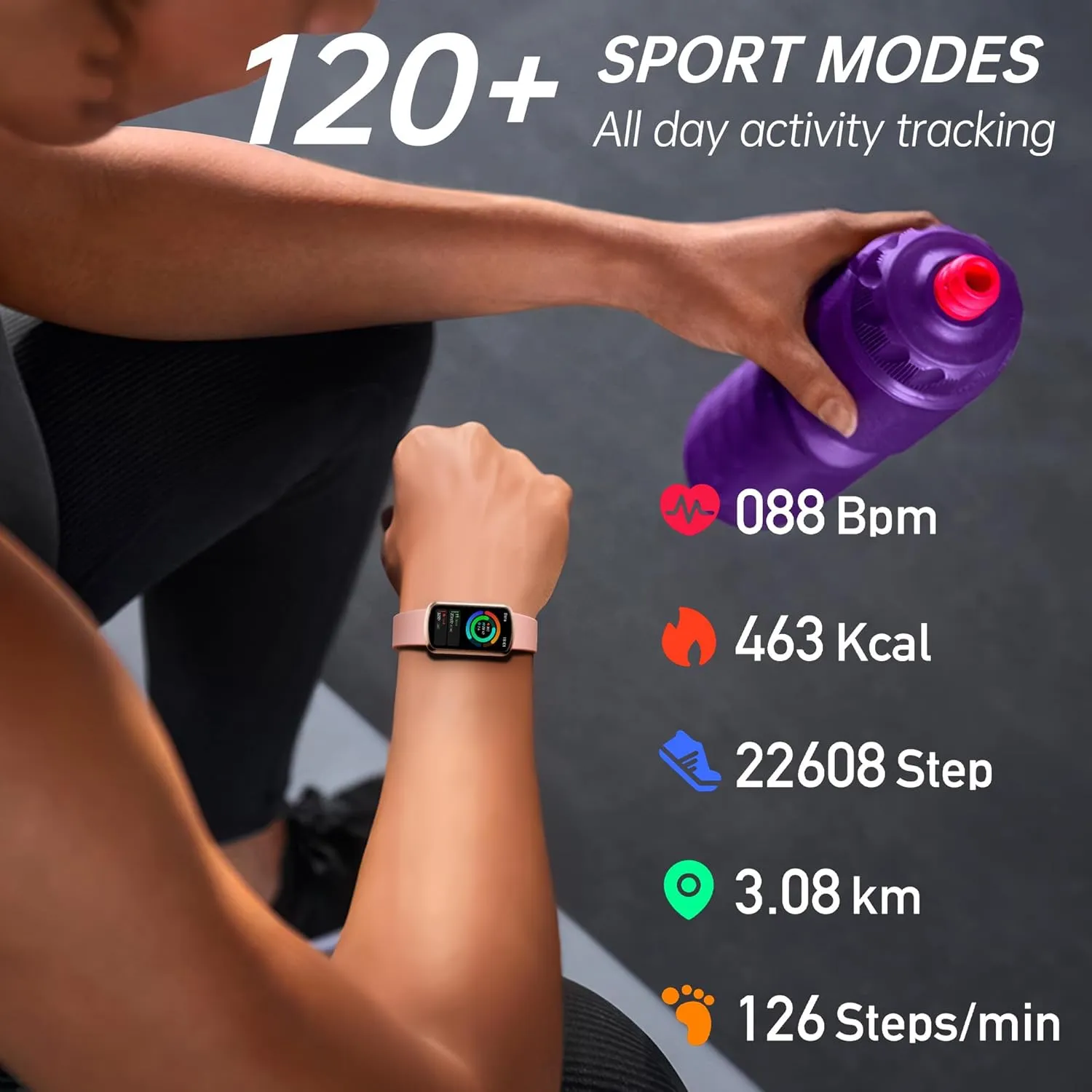 Health Fitness Tracker with 24/7 Heart Rate and Blood Pressure, Smart Watch with Blood Oxygen Monitor, 120  Sport Mode, Sleep Tracking Waterproof Activity Tracker for Women Men