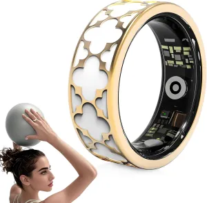 Health Rings for Women,Smart Ring Health Tracker for Women, Measure Heart Rate, Blood Pressure,Blood Oxygen, Exercise Pedometer, Gesture Control,Compatible with Ios& Android. (White Upgrade, 7)