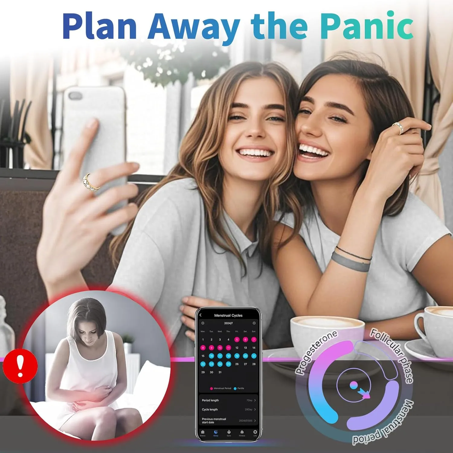 Health Rings for Women,Smart Ring Health Tracker for Women, Measure Heart Rate, Blood Pressure,Blood Oxygen, Exercise Pedometer, Gesture Control,Compatible with Ios& Android. (White Upgrade, 7)