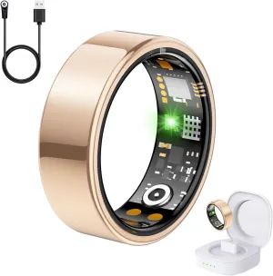 Health Tracker Ring, Smart Health Ring for Women Men with Heart Rate, Blood Oxygen, Sleep Monitor, Steps,Calories, No Subscription Fee, IP68 Waterproof Smart Ring for iPhone & Android (Rose Gold, 10#)