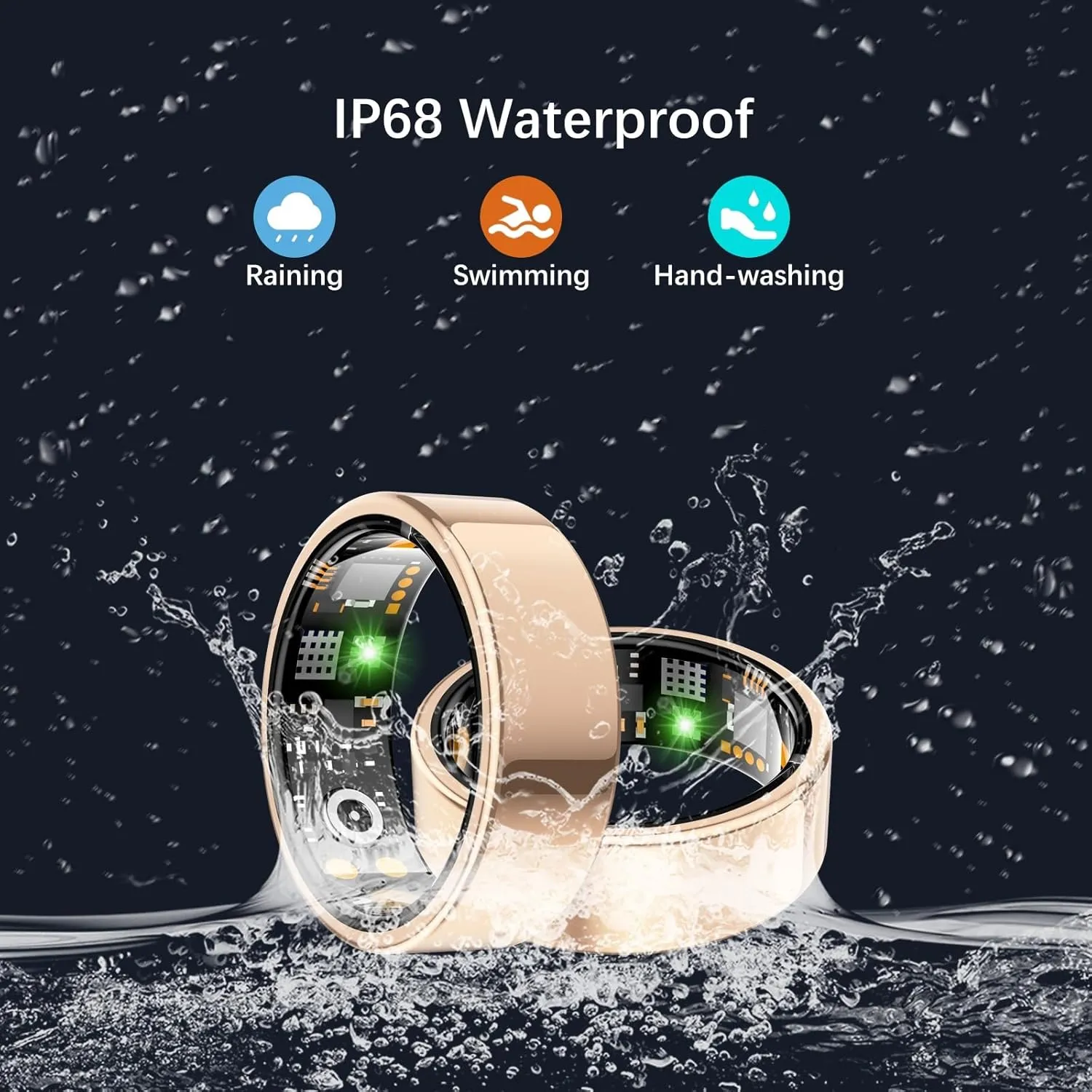 Health Tracker Ring, Smart Health Ring for Women Men with Heart Rate, Blood Oxygen, Sleep Monitor, Steps,Calories, No Subscription Fee, IP68 Waterproof Smart Ring for iPhone & Android (Rose Gold, 10#)