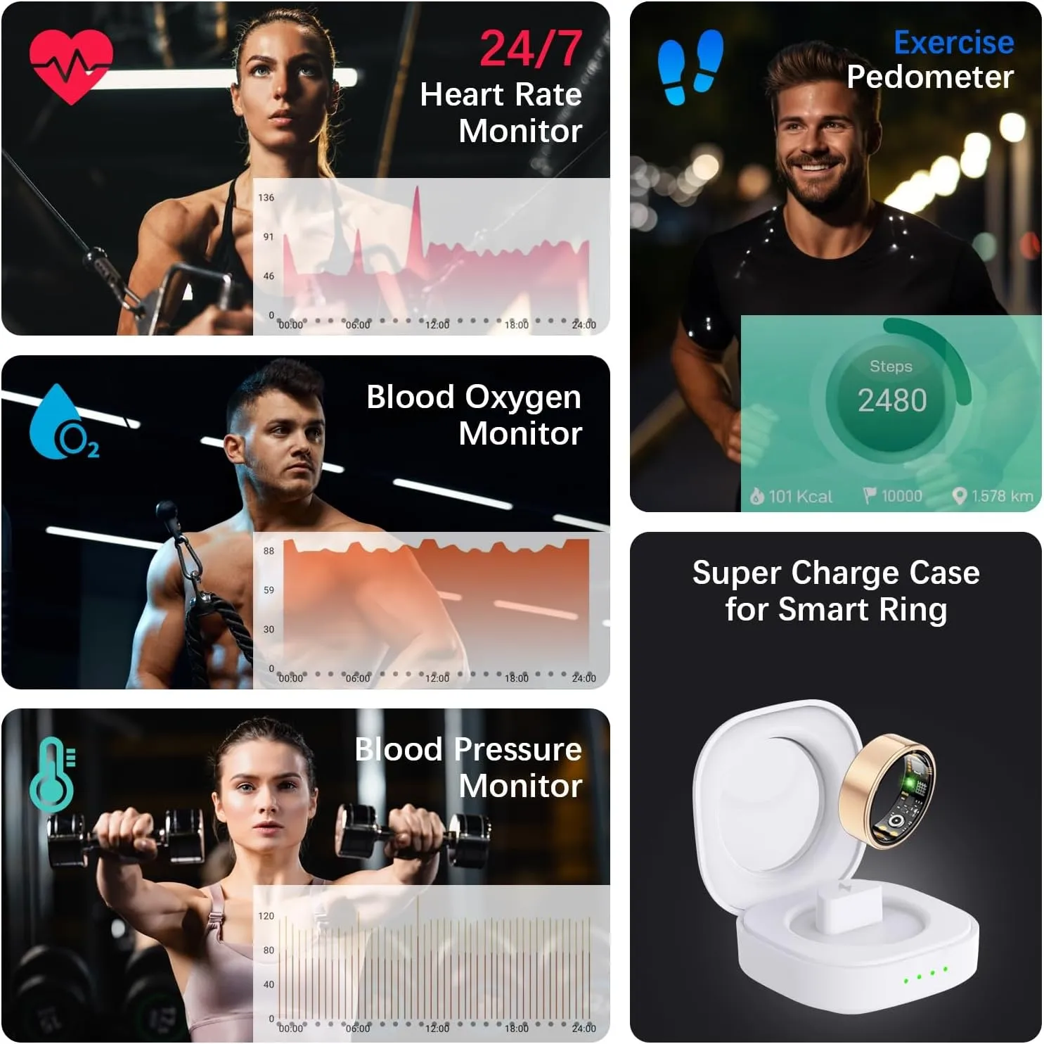 Health Tracker Ring, Smart Health Ring for Women Men with Heart Rate, Blood Oxygen, Sleep Monitor, Steps,Calories, No Subscription Fee, IP68 Waterproof Smart Ring for iPhone & Android (Rose Gold, 10#)