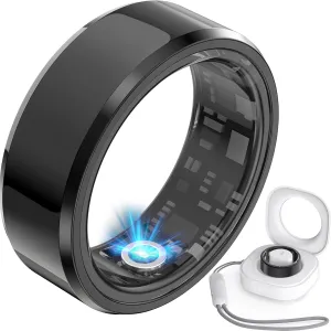 Health Tracker Smart Fitness Ring - Ultra Thin Ip68 Multifunctional Rings - Tracks Monitor Sleep Heart Rate Blood Oxygen Sport Step Activity Monitoring for iPhone Android for Men Women Fit Size 7 8 9 10