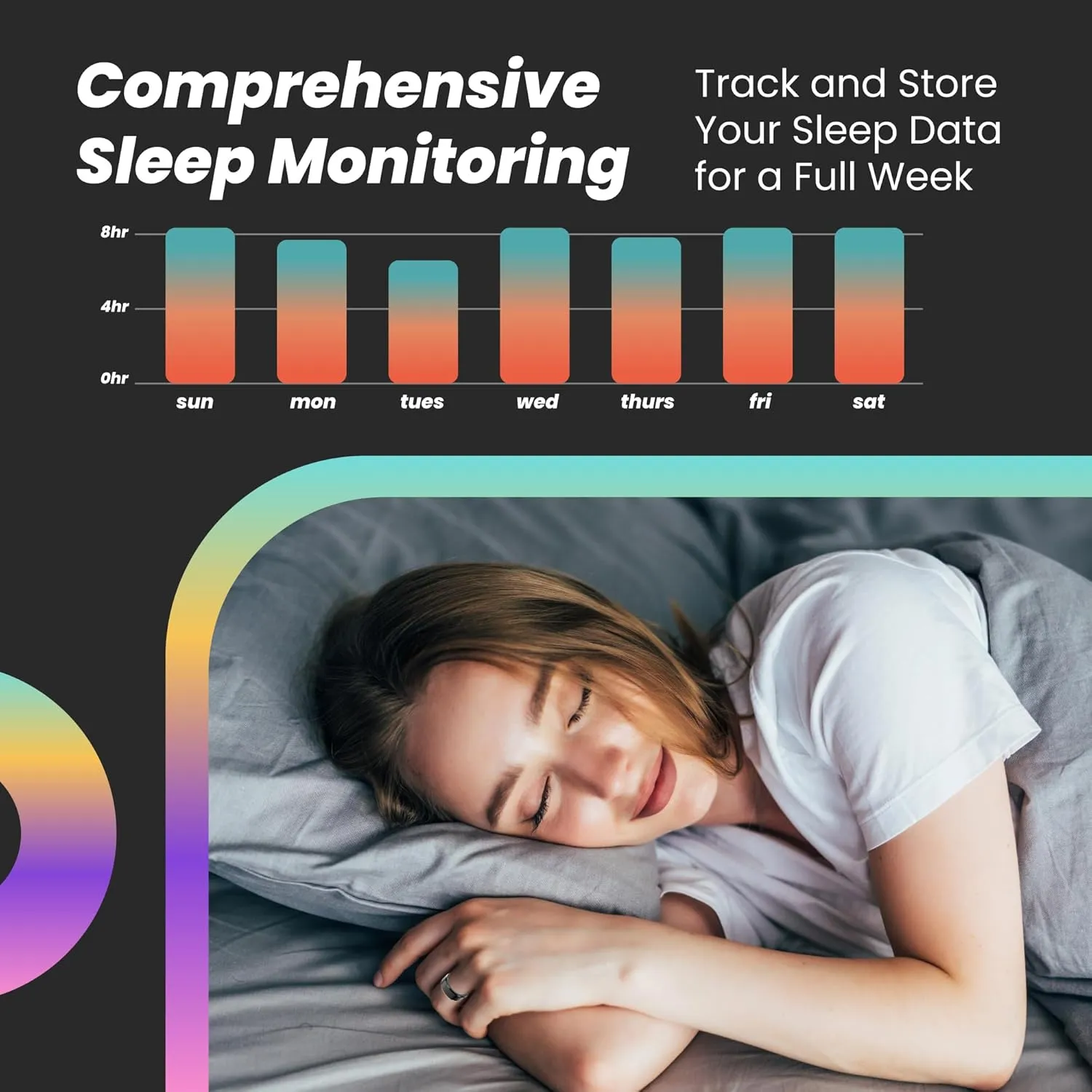 Health Tracker Smart Fitness Ring - Ultra Thin Ip68 Multifunctional Rings - Tracks Monitor Sleep Heart Rate Blood Oxygen Sport Step Activity Monitoring for iPhone Android for Men Women Fit Size 7 8 9 10