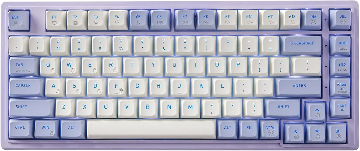 Hexgears Purple Rain M2 Wired TKL Mechanical Gaming Keyboard, 83-Key Hot-Swappable Creamy Keyboard, Pre-Lubed Linear Switches, Double-Shot PBT & ABS Keycaps, Custom Gasket Mount