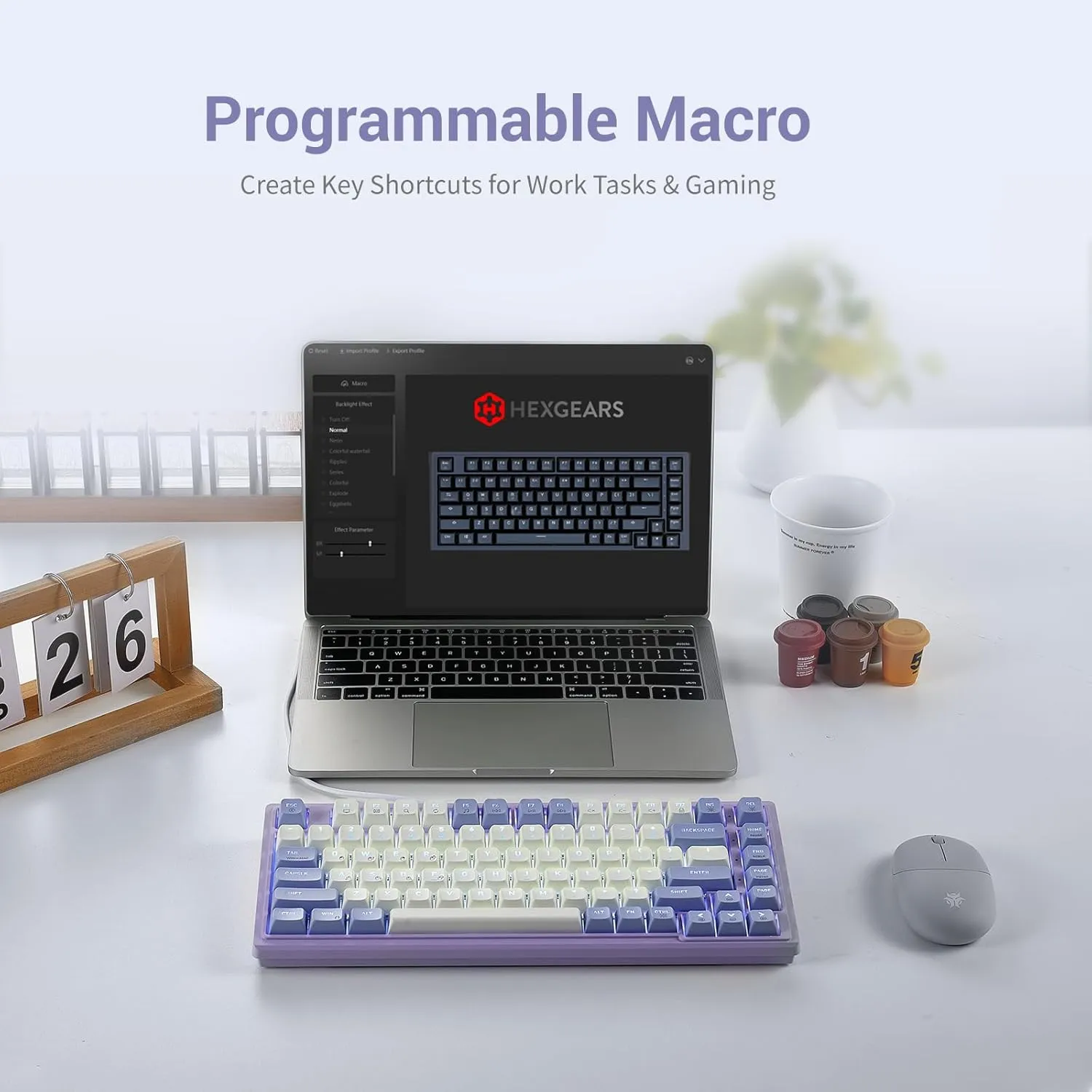 Hexgears Purple Rain M2 Wired TKL Mechanical Gaming Keyboard, 83-Key Hot-Swappable Creamy Keyboard, Pre-Lubed Linear Switches, Double-Shot PBT & ABS Keycaps, Custom Gasket Mount