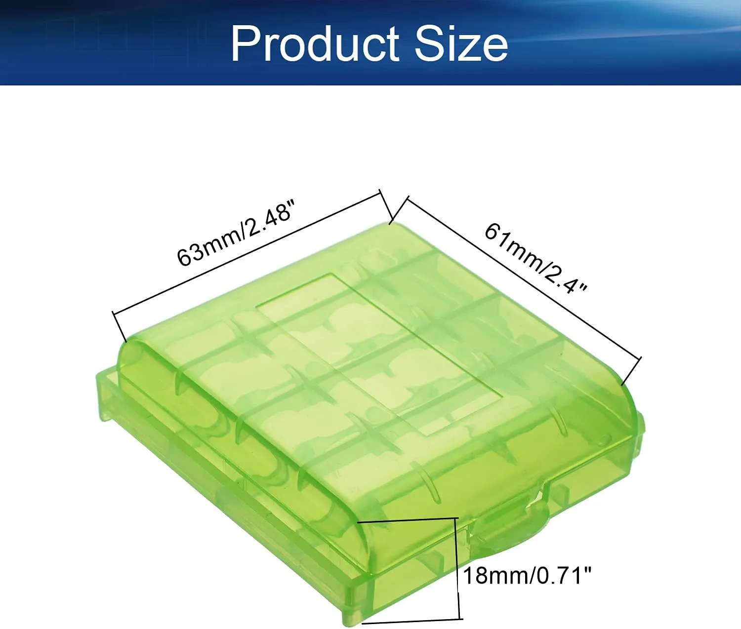 Heyiarbeit AA/AAA Battery Organizer Box PP Battery Storage Case Battery Holder Storage for Carrying Battery Green 4Pcs