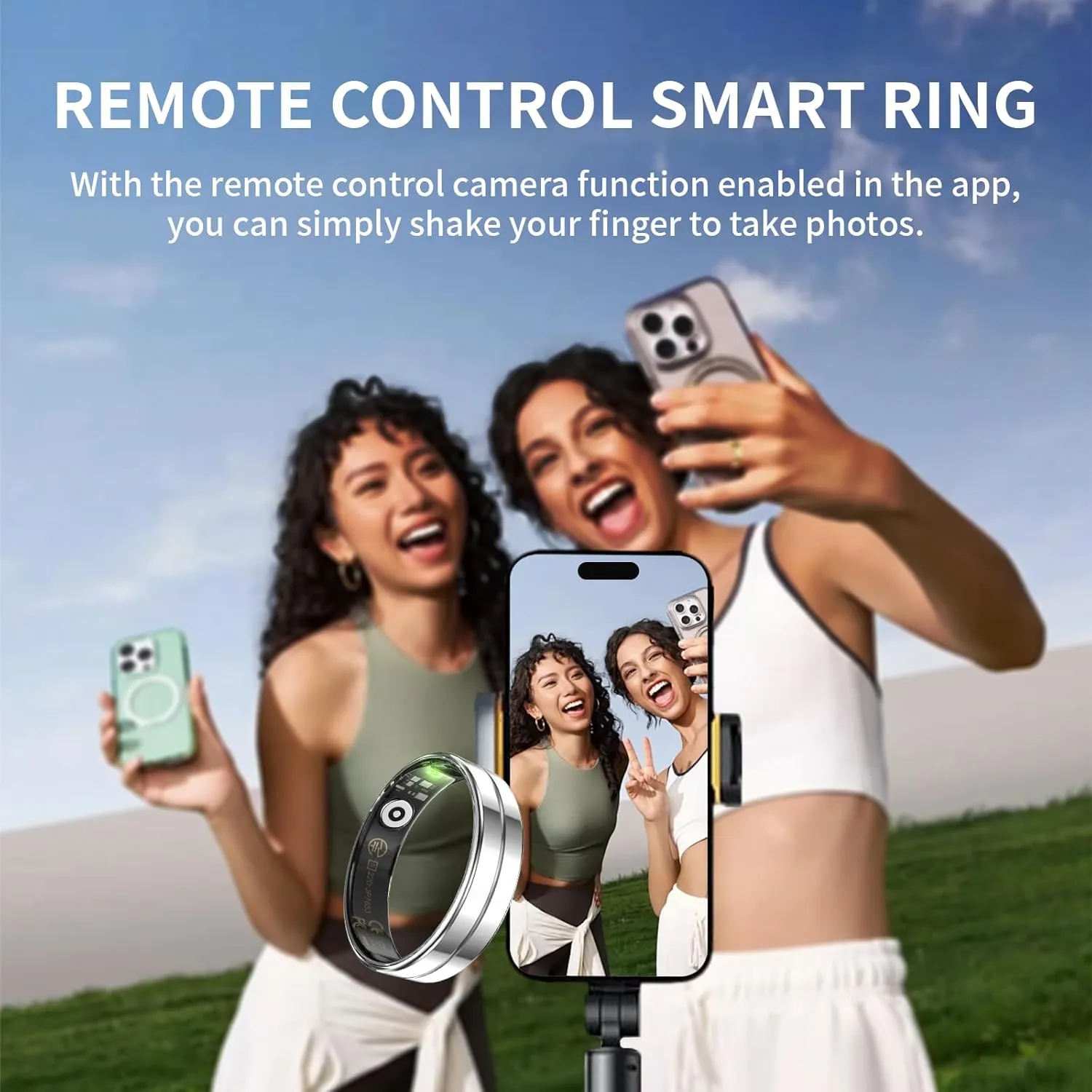 HitTopss Smart Ring, Ultra Thin Fitness Tracking Smart Ring with Calories/Heart Rate/Blood Oxygen/Sleep Monitoring, 5ATM Waterproof, No APP Subscription (Silver,Ultra Thin-8#)