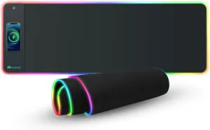i-Rocks Extra Long RGB Gaming Mouse Pad, 10W Wireless Fast Charger, Natural Rubber Non-Slip Base, 35.4"x11.8" Desk Mat, Qi-Compatible for iPhone, Samsung, AirPods, 7 Colors & 3 RGB Effects