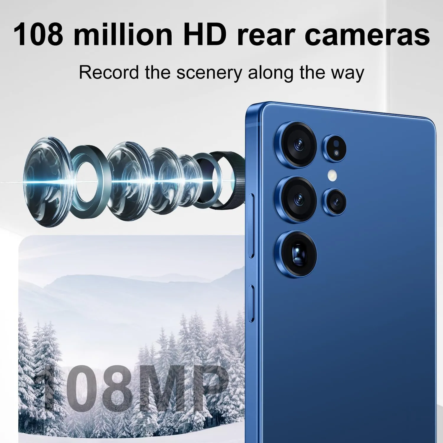 I25 Ultra Unlocked Smartphone 6.9" HD  Display 8 256GB Unlocked Phone,Snapdragon 8 Gen3 7000mAh Dual Speakers 5G Unlocked Phones,Face ID/Fingerprint Lock/GPS (Blue)