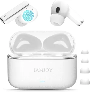 IAMJOY Language Translation Earbuds, 163 Language & Accents Two-Way Translator Device Built-in 6 Mics, 42dB Hybrid Dual Noise Cancelling Earbuds for Travel Business Learning, White