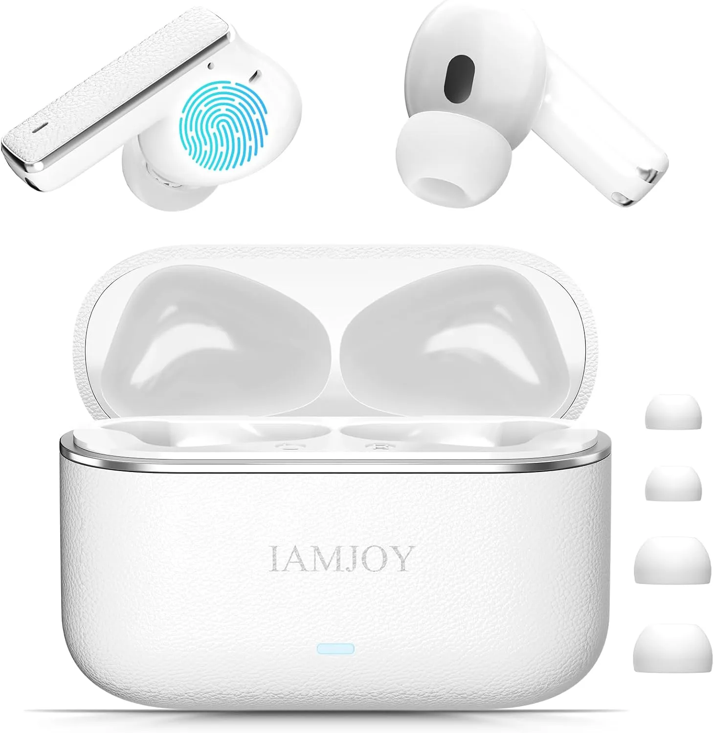 IAMJOY Language Translation Earbuds, 163 Language & Accents Two-Way Translator Device Built-in 6 Mics, 42dB Hybrid Dual Noise Cancelling Earbuds for Travel Business Learning, White