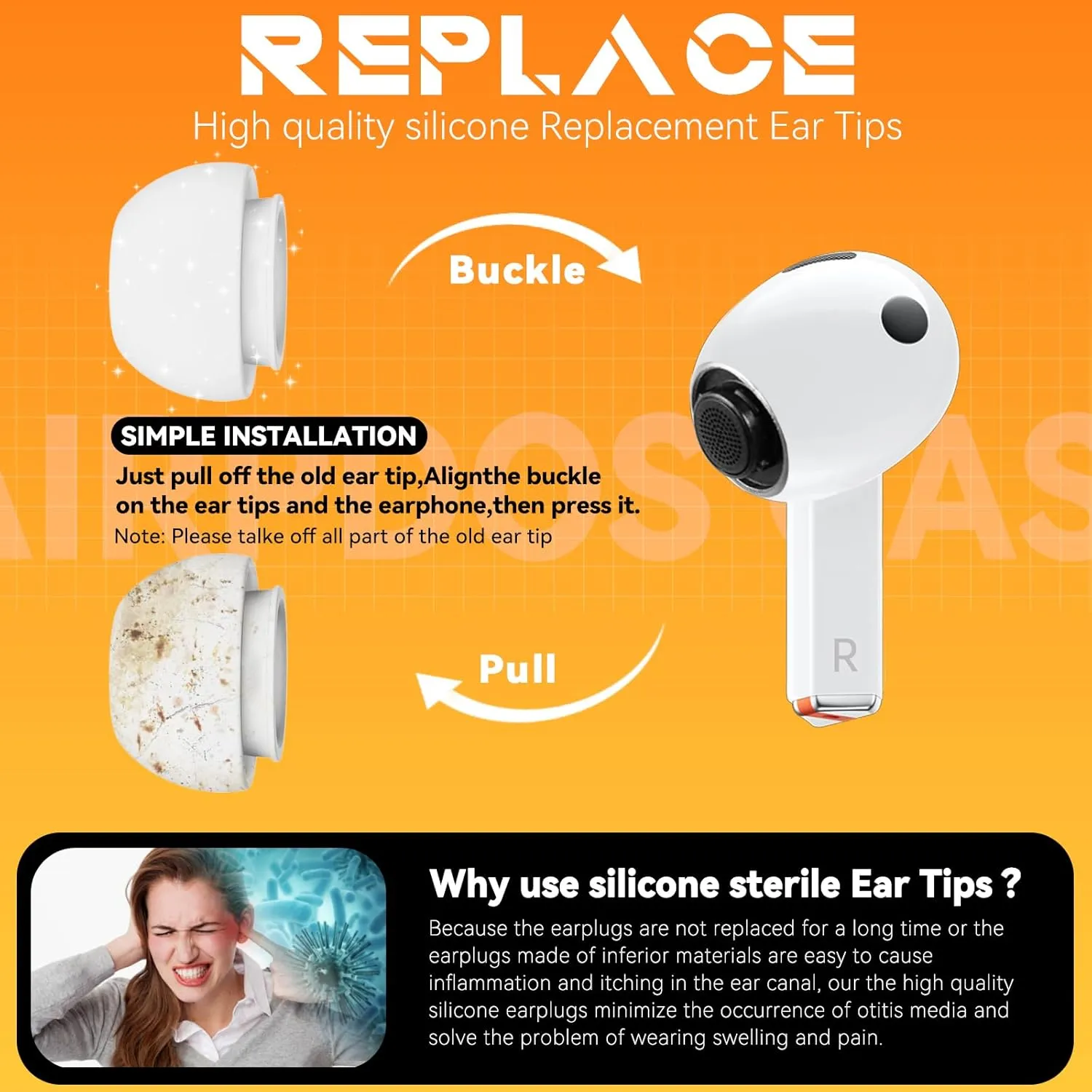 Inesore Compatible with Samsung Galaxy Buds 3 Pro Replacement Ear Tips with Portable Storage Box & Cleaner Pen Noise Reduction Holewith,Silicone Ear Tips for Galaxy Buds 3 Pro 2024 (SML)