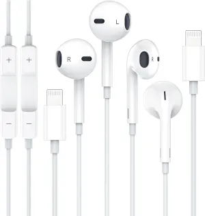 iPhone Wired Earphone, 2Pack Bluetooth Apple Earbuds with Lightning Connector, [Apple MFi Certified] with Microphone Volume Control Music and Calling Headphones for iPhone 14/13/12/11/SE/X/XR/XS