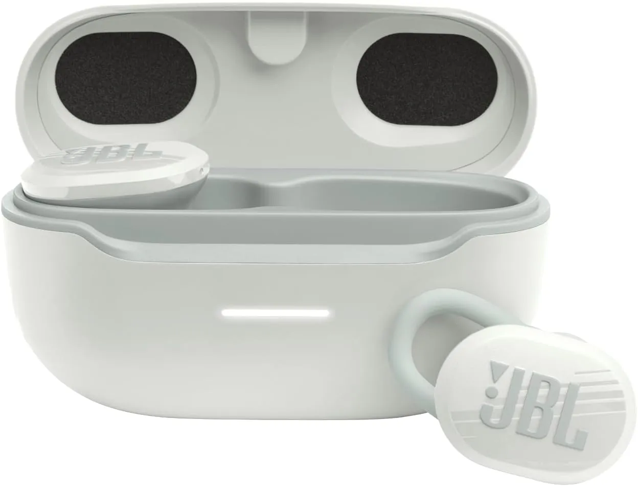 JBL Endurance Race TWS - Waterproof true wireless active sport earbuds, JBL Pure Bass Sound, Up to 30 hours of battery life, IP67 Waterproof and Dustproof, Ambient Aware & TalkThru (White)