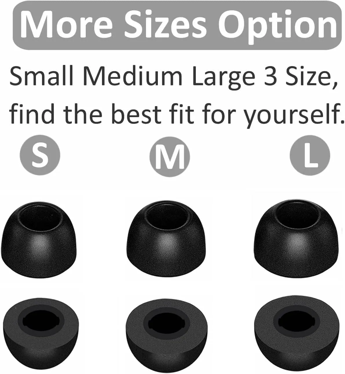 JNSA Memory Foam Ear Tips Noise Canceling Foam Ear Tip Compatible with EarFun Air Pro 3 / Air Pro 2 / EarFun Air, No Silicone Eartips Pain, Fit in Charging Case, 3 Pairs (S/M/L, Black) 214efb3