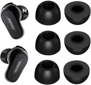 JNSA Memory Foam Tips Noise Canceling Foam Ear Tip Compatible with Bose QuietComfort Earbuds II,No Silicone Eartips Pain, Fit in Charging Case, 3 Pairs (Medium Size) 214qc2bm