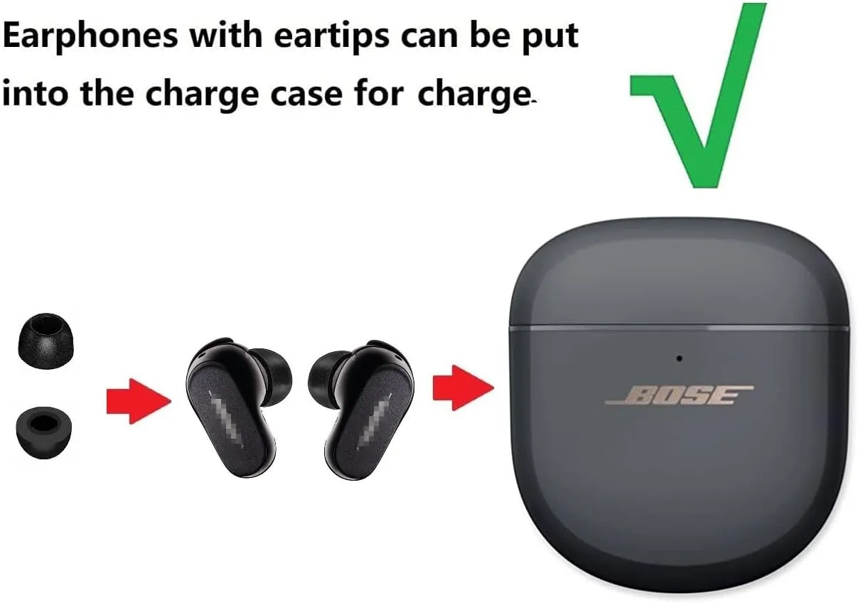 JNSA Memory Foam Tips Noise Canceling Foam Ear Tip Compatible with Bose QuietComfort Earbuds II,No Silicone Eartips Pain, Fit in Charging Case, 3 Pairs (Medium Size) 214qc2bm