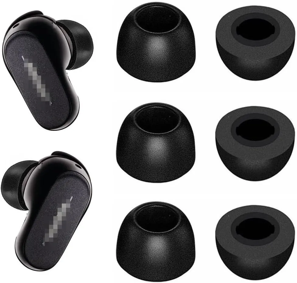 JNSA Memory Foam Tips Noise Canceling Foam Ear Tip Compatible with Bose QuietComfort Earbuds II,No Silicone Eartips Pain, Fit in Charging Case, 3 Pairs (Medium Size) 214qc2bm