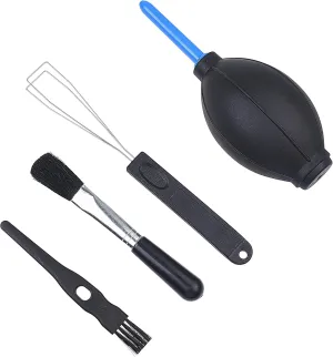 Keyboard Cleaning Kit - 1x Mini Brush, 1x Cleaning Brush, 1x Keyboard Cap Remover, 1x Air Blower and 1x Cleaning Cloth - Also for Laptops, Camera Lenses, Glasses - Home and Office