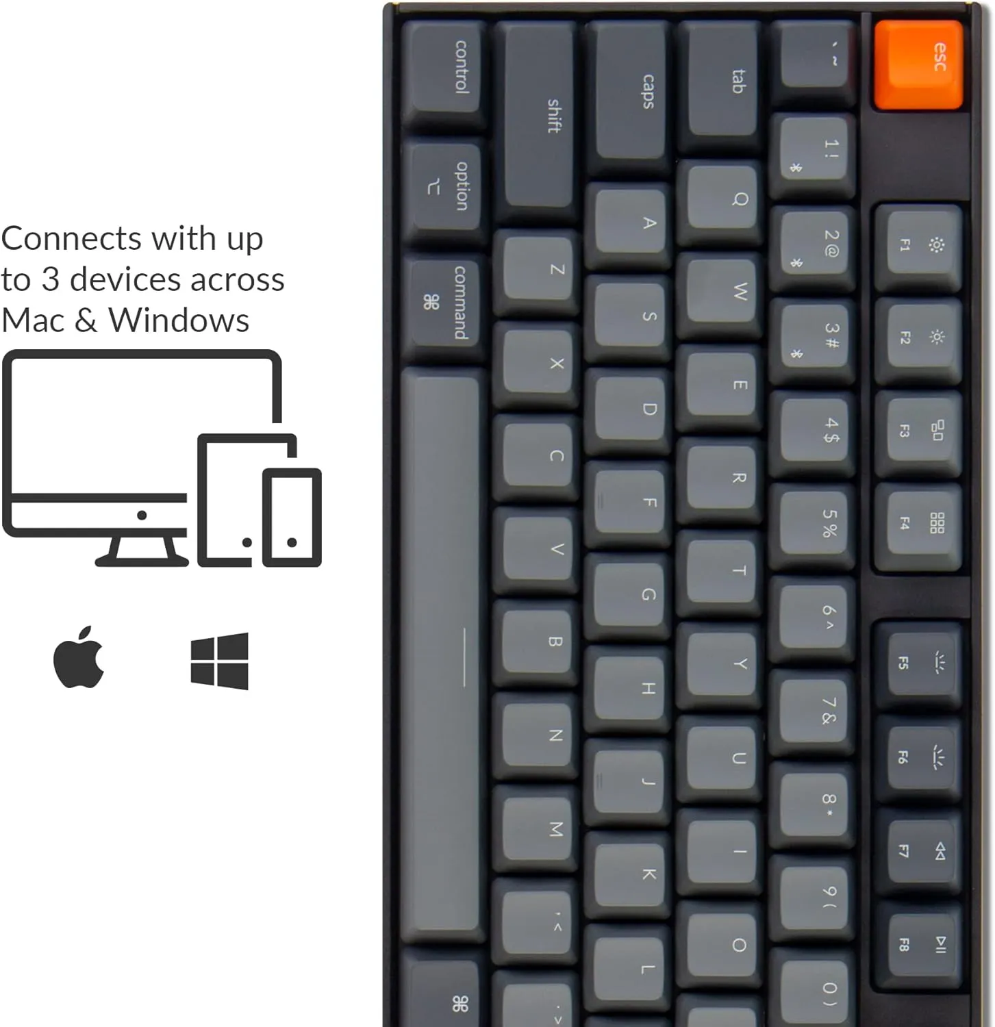 Keychron K10 Full Size 104 Keys Bluetooth Wireless Mechanical Gaming Keyboard for Mac Windows with Gateron G Pro Red Switch, Multitasking/White LED Backlight/USB C Wired Computer Keyboard
