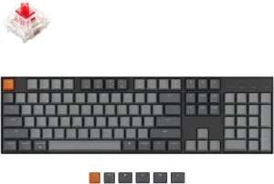 Keychron K10 Full Size 104 Keys Bluetooth Wireless Mechanical Gaming Keyboard for Mac Windows with Gateron G Pro Red Switch, Multitasking/White LED Backlight/USB C Wired Computer Keyboard