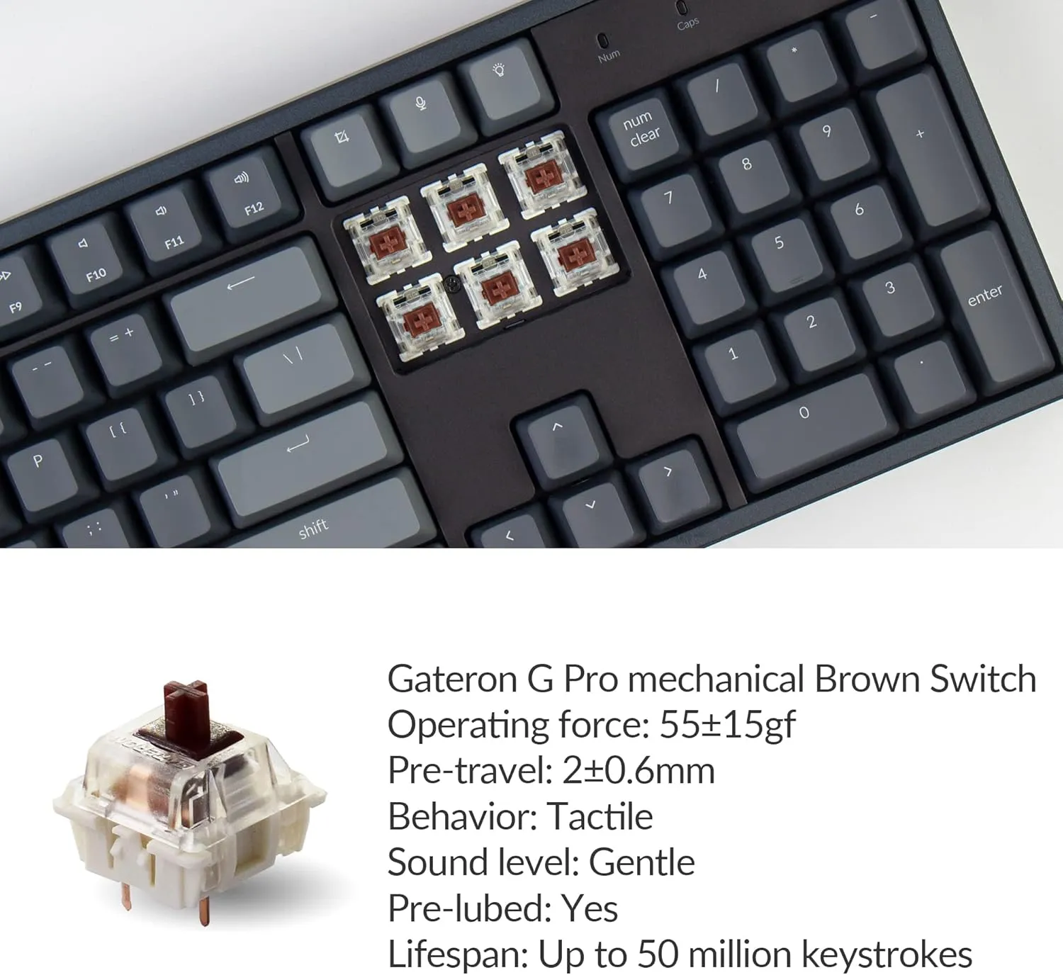 Keychron K10 Full Size 104 Keys Bluetooth Wireless/USB Wired Mechanical Gaming Keyboard for Mac with Gateron G Pro Brown Switch/RGB Backlight/Multitasking Computer Keyboard for Windows, Aluminum Frame