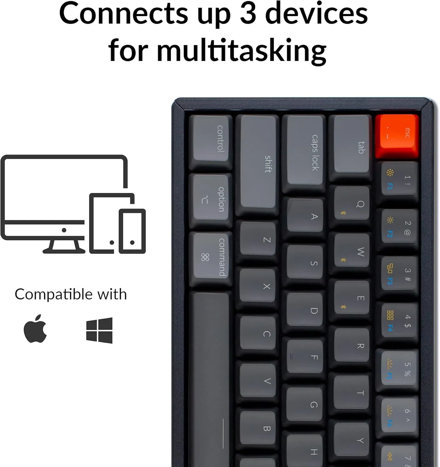 Keychron K12 60% Layout RGB Hot-Swappable Bluetooth Wireless/USB Wired Mechanical Keyboard with Gateron G Pro Brown Switch Aluminum Frame, Compact 61-Key Computer Keyboard Compatible with Mac Windows