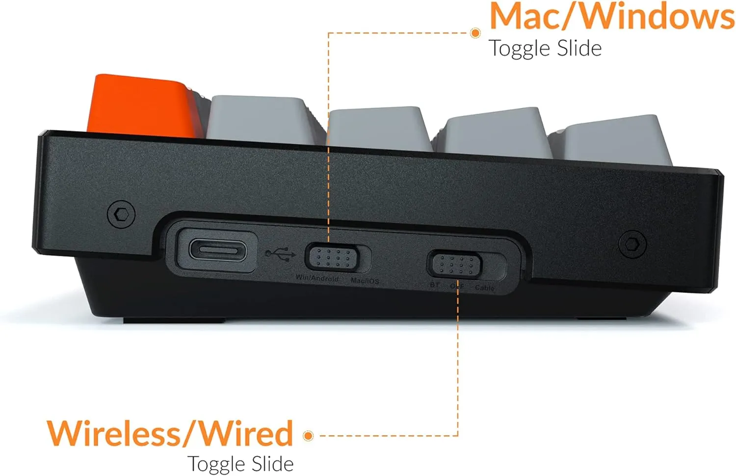 Keychron K6 68-Keys Compact Keyboard, Wireless Bluetooth/Wired Mechanical Keyboard with RGB Led Backlit Aluminum Frame Compatible with Mac Windows, Gateron Brown Switch