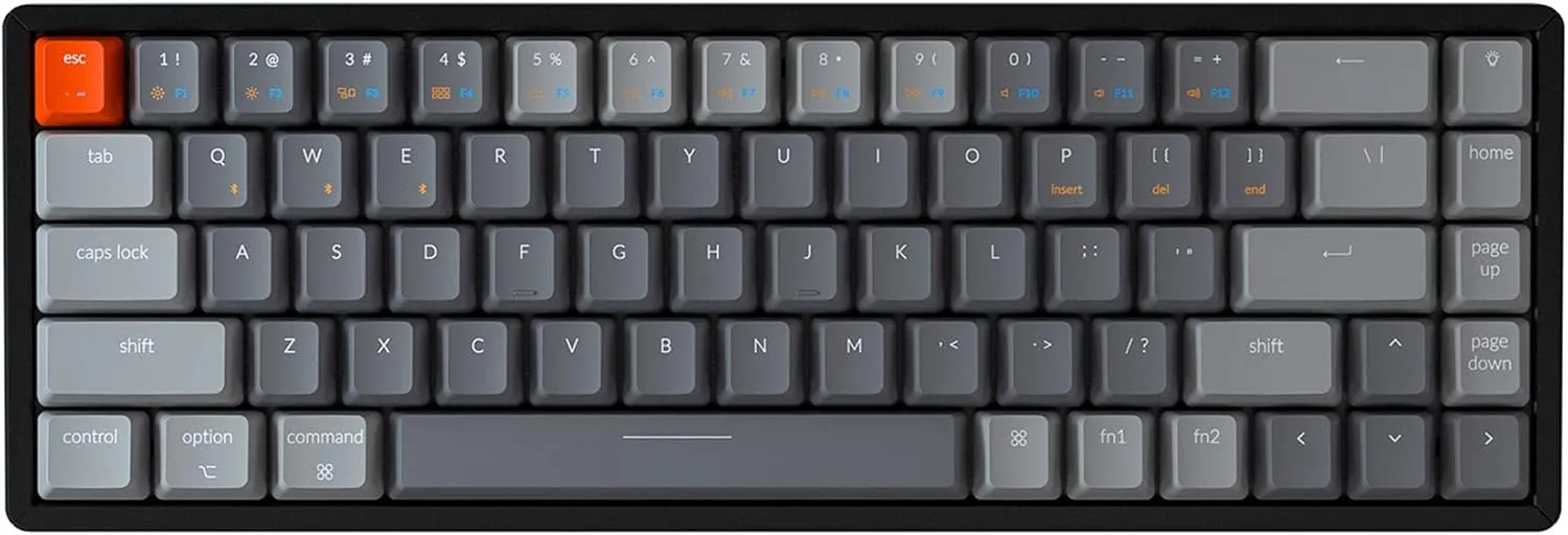 Keychron K6 68-Keys Compact Keyboard, Wireless Bluetooth/Wired Mechanical Keyboard with RGB Led Backlit Aluminum Frame Compatible with Mac Windows, Gateron Brown Switch