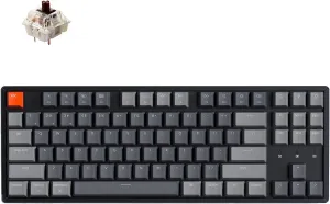 Keychron K8 87 Keys Wireless Mechanical Keyboard, 80% Layout Bluetooth TKL Tenkeyless RGB Backlight with Gateron G Pro Brown Switch Aluminum Frame USB-C Wired Gaming Keyboard for Mac Windows