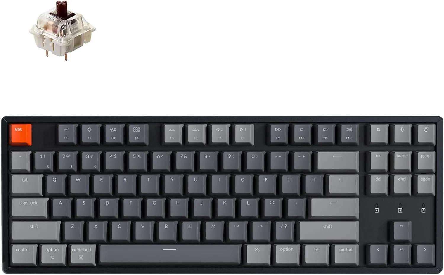 Keychron K8 87 Keys Wireless Mechanical Keyboard, 80% Layout Bluetooth TKL Tenkeyless RGB Backlight with Gateron G Pro Brown Switch Aluminum Frame USB-C Wired Gaming Keyboard for Mac Windows
