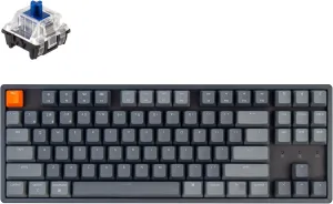 Keychron K8 Tenkeyless Layout RGB Hot-swappable Bluetooth Wireless Mechanical Keyboard with Gateron Optical Blue Switch, Multitasking, Type-C Wired Computer Keyboard for Mac Windows, Aluminum Frame