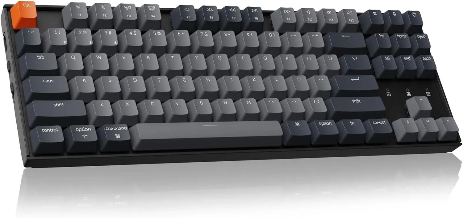 Keychron K8 Tenkeyless Wireless Mechanical Keyboard for Mac, White Backlight, Bluetooth, Multitasking, Type-C Wired Gaming Keyboard for Windows with Gateron G Pro Brown Switch