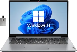 Lenovo 2022 Ideapad 1i 14" HD Laptop, Intel Celeron N4020 Processor, 4GB RAM, 64GB eMMC Flash Memory, Intel HD Graphics 500, 720P HD Webcam, Grey, Wind 11, 128GB Snowbell USB Card (Renewed)