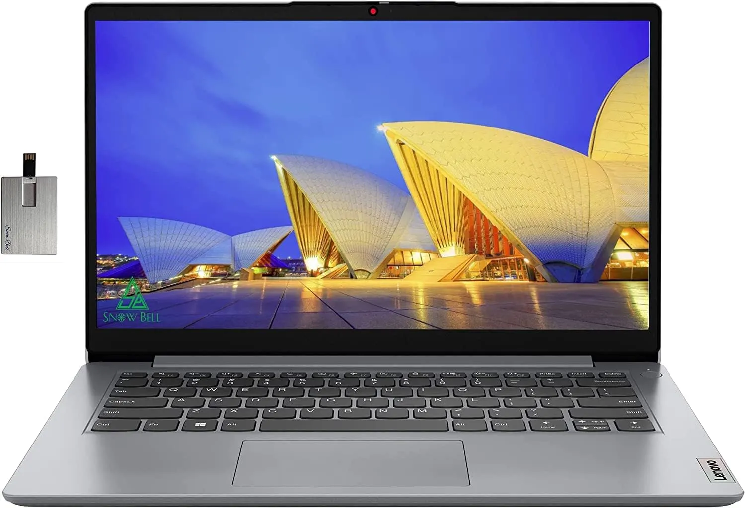 Lenovo 2022 Ideapad 1i 14" HD Laptop, Intel Celeron N4020 Processor, 4GB RAM, 64GB Memory, Intel HD Graphics 500, HD Webcam, 1 Year Office 365, Cloud Grey, Windows 11S, 32GB USB Card (Renewed)