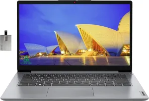 Lenovo 2022 Ideapad 1i 14" HD Laptop, Intel Celeron N4020 Processor, 4GB RAM, 64GB Memory, Intel HD Graphics 500, HD Webcam, 1 Year Office 365, Cloud Grey, Windows 11S, 32GB USB Card (Renewed)