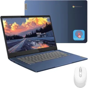 Lenovo Slim-3 Chromebook Laptop Computer - 14" FHD Touchscreen Slim Thin Light Notebook, 8-Core MediaTek 520 CPU, 4GB RAM, 64GB eMMC, 256GB SD Card, 13.5H Long Battery, Wi-Fi 6, Chrome OS   Mousepad